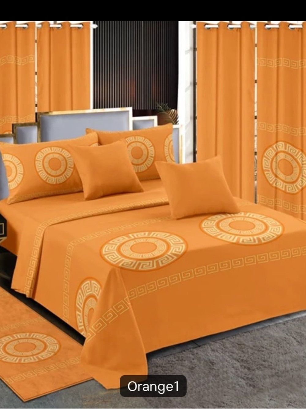 Geometric Medallion Orange Bedding Set